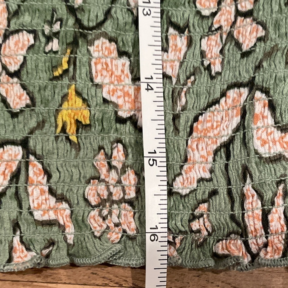 Aerie Smocked pastel floral cotton halter crop top cami beach boho summer M - Picture 3 of 8